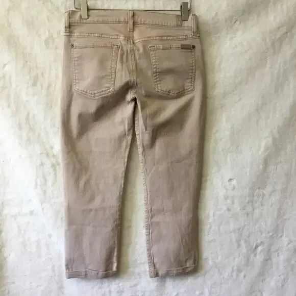7 For All Mankind Beige Skinny Crop & Roll Jeans - Picture 6 of 11